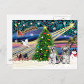 Kerstmagische schnauzers (twee) feestdagenkaart (Voorkant / Achterkant)