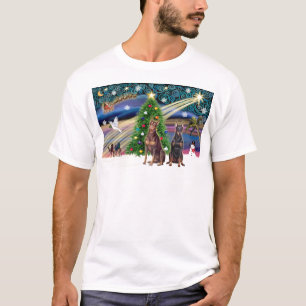 Kerstmagne-Dobermann Paar T-shirt
