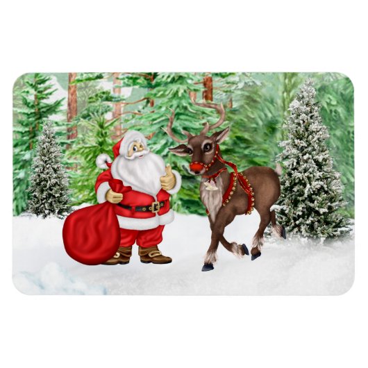 Kerstmagneet met kerstman en kerstman magneet (Horizontaal)