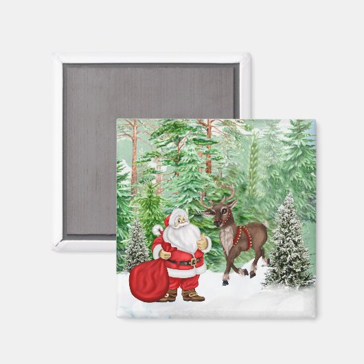 Kerstmagneet met kerstman en kerstman magneet (Voorkant / Achterkant)