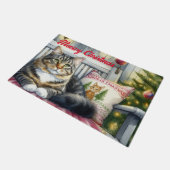 Kerstmain Coon Kat  Deurmat (Schuin)