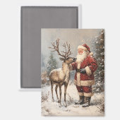  Kerstman aaien een rendier schilderij Magneet (Voorkant / Achterkant)