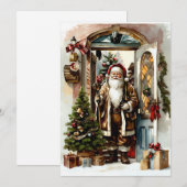  Kerstman aan de deur Feestdagenkaart (Voorkant / Achterkant)