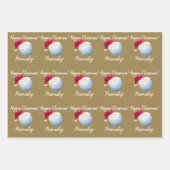 Kerstman - Aangepaste Golf Ball Sports Santa Wrap Inpakpapier Vel (Voorkant 3)