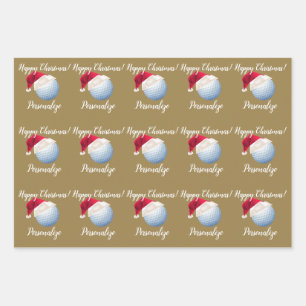 Kerstman - Aangepaste Golf Ball Sports Santa Wrap Inpakpapier Vel