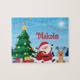 Kerstman Aangepaste Naam Kind Puzzel