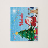 Kerstman Aangepaste Naam Kind Puzzel (Verticaal)
