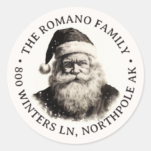  kerstman adres ronde sticker (Voorkant)