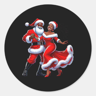 Kerstman Afrikaanse Kerstman Mevrouw Claus Dancing Ronde Sticker