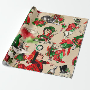 Kerstman Alice in Wonderland Cadeaupapier