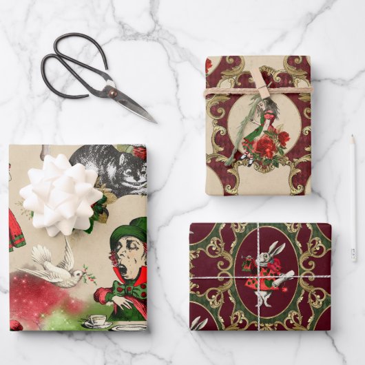 Kerstman Alice in Wonderland Inpakpapier Vel (Voorkant)