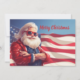 Kerstman Amerikaanse vlag Feestdagenkaart