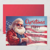 Kerstman Amerikaanse vlag Kaart (Voorkant / Achterkant)