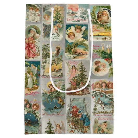 kerstman, Angels en Wintercollage Medium Cadeauzakje (Achterkant)