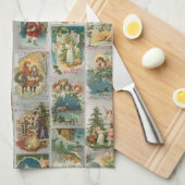 kerstman, Angels en Wintercollage Theedoek (Quarter Fold)