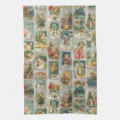 kerstman, Angels en Wintercollage Theedoek (Verticaal)