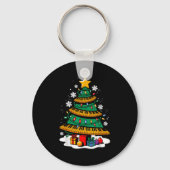 Kerstman Ano Speler Xmas Tree Funny Music Lover S Sleutelhanger (Voorkant)