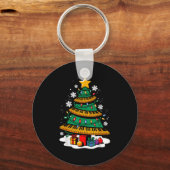 Kerstman Ano Speler Xmas Tree Funny Music Lover S Sleutelhanger (Voorkant)