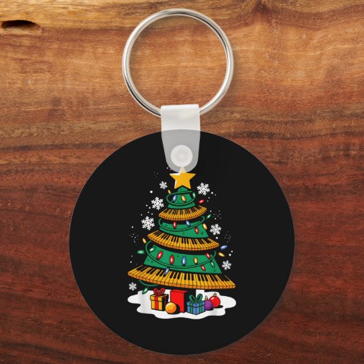 Kerstman Ano Speler Xmas Tree Funny Music Lover S Sleutelhanger (Voorkant)