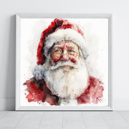 Kerstman aquarel tekening Kerstmis Poster
