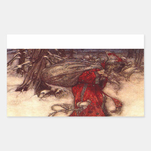 Kerstman Arthur Rackham Rechthoekige Sticker
