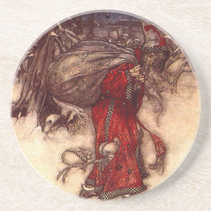 Kerstman Arthur Rackham Zandsteen Onderzetter