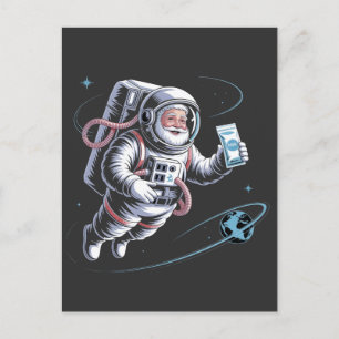 Kerstman Astronaut met Ruimtepak Feestelijke Kerst Uitnodiging Briefkaart