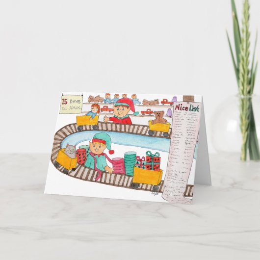 Kerstman Atelier Feestdagen Kaart (Voorkant)