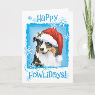 Kerstman Australian Shepherd Feestdagen Kaart