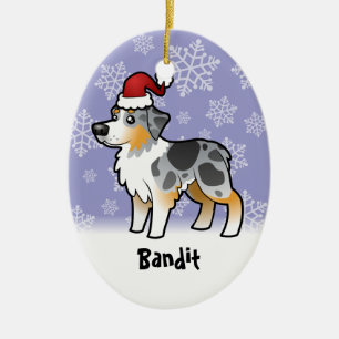 Kerstman Australian Shepherd Keramisch Ornament