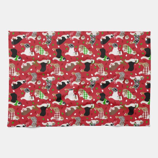 Kerstman Australian Shepherd Theedoek (Horizontaal)