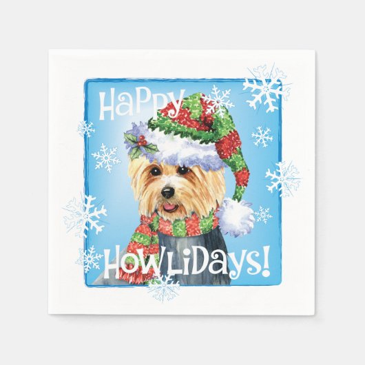 Kerstman Australische Terrier Napkins Servet (Voorkant)