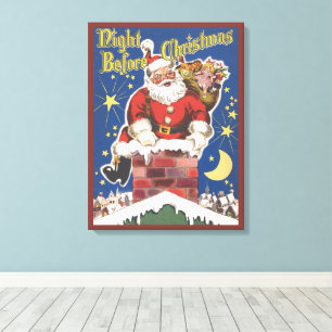 kerstman, avond voor Kerstmis Canvas Afdruk