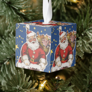  kerstman, avond voor Kerstmis Kubus Ornament