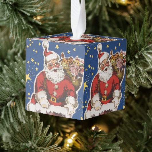  kerstman, avond voor Kerstmis Kubus Ornament (Boom)