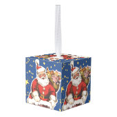 kerstman, avond voor Kerstmis Kubus Ornament (Achter hoekig)