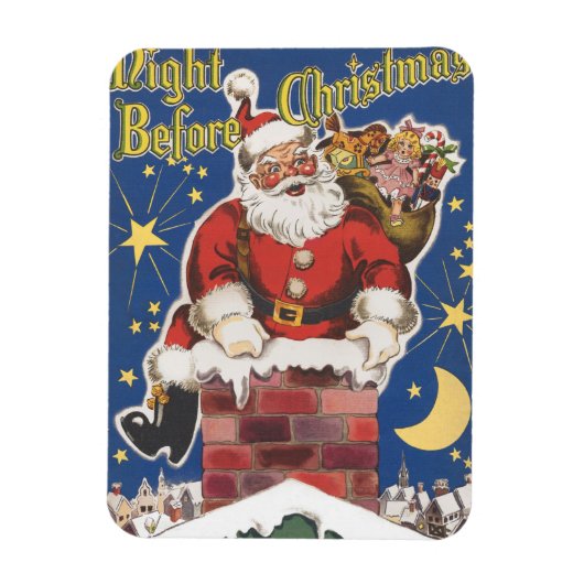  kerstman, avond voor Kerstmis Magneet (Verticaal)