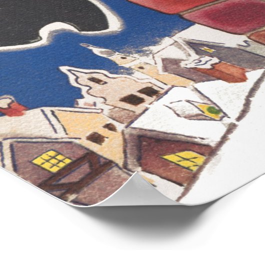 kerstman, avond voor Kerstmis Poster (Hoek)