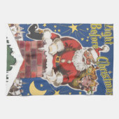  kerstman, avond voor Kerstmis Theedoek (Horizontaal)