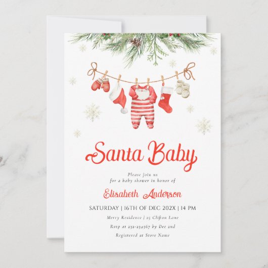 Kerstman Baby Baby Shower Uitnodiging (Voorkant)