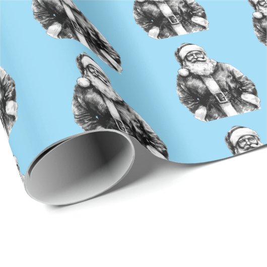 Kerstman Baby Blauw Cadeaupapier (Rol Hoek)