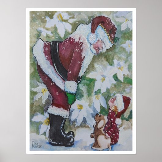 Kerstman, Baby en Puppy Poster (Voorkant)