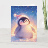 Kerstman Baby Penguin Kaart (Voorkant)