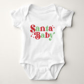 Kerstman Baby Schattig Moderne Typografie Script Romper (Voorkant)