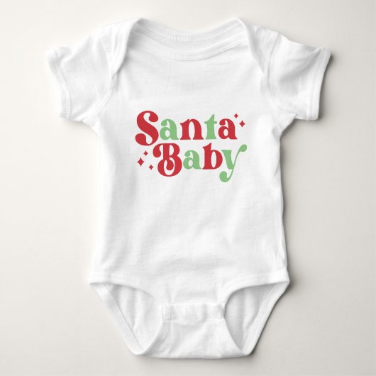 Kerstman Baby Schattig Moderne Typografie Script Romper (Voorkant)