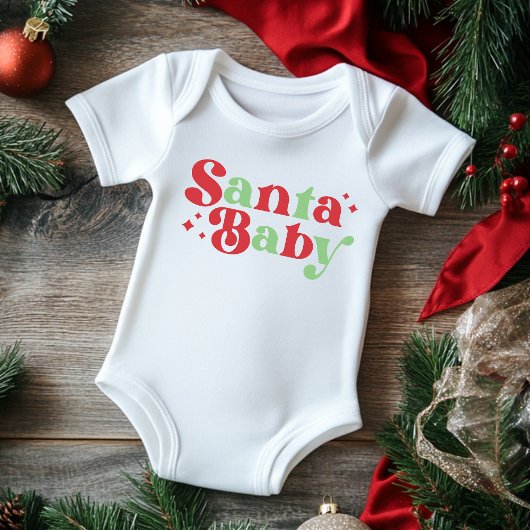 Kerstman Baby Schattig Moderne Typografie Script Romper