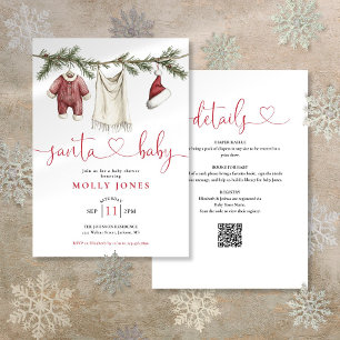 Kerstman Baby Waslijn All-in-One Baby Shower Kaart