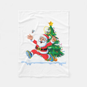 Kerstman Badminton Kerstboom Lichtjes Mannen Vrouw Fleece Deken