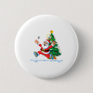 Kerstman Badminton Kerstboom Lichtjes Mannen Vrouw Ronde Button 5,7 Cm