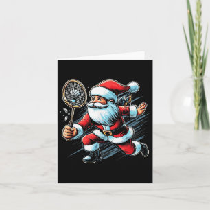 Kerstman Badminton Speler Cool Sport Hobby Kerstmi Kaart